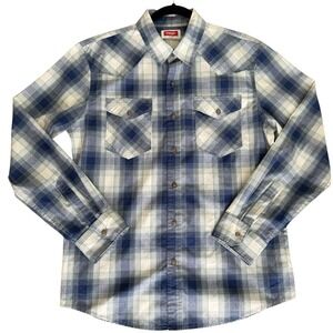 Wrangler Men's Long Sleeve Casual Shirt Size Medium Regular Fit Cotton Blend